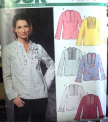 6298 NEW LOOK  PULLOVER LS EMBELLISHED TUCK/ LACE/ FRILL BLOUSE PATTERN 8-18 UNCUT